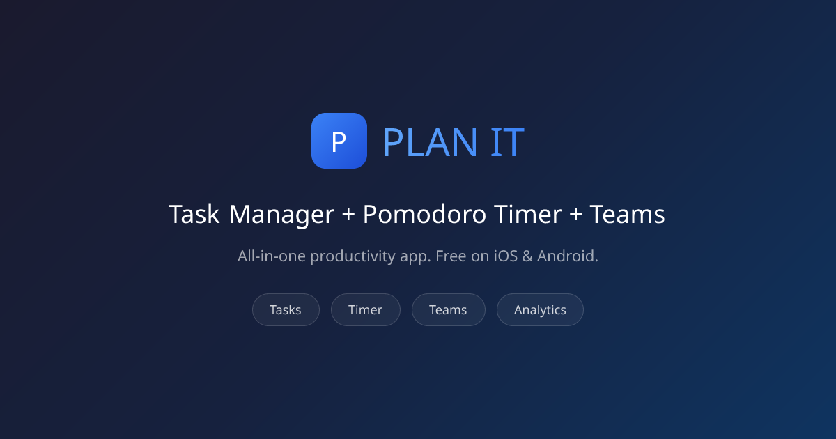 PLAN IT | Free Task Manager, Pomodoro Timer & Teams